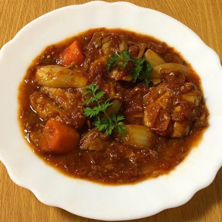 サバ缶の簡単トマト煮込み♪キャンプにも♪